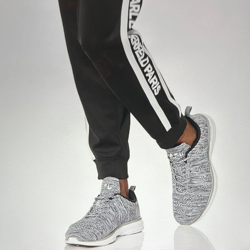 Like New! $110 Karl Lagerfeld Paris Black Joggers with White Stripes sz L - Picture 12 of 15